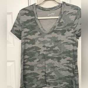 Camo v neck top